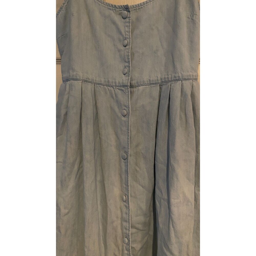 ASOS | Light Blue Denim Midi Dress, Button Front, Adjustable Straps, Size US 4